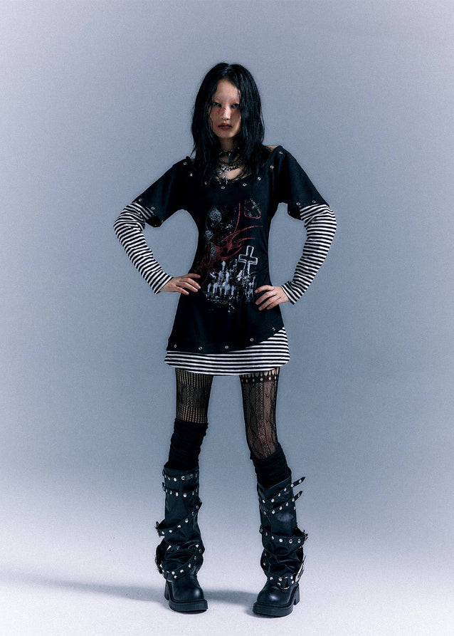 Long Sleeve Printed Slim Fit T-shirt Dress - Image 13
