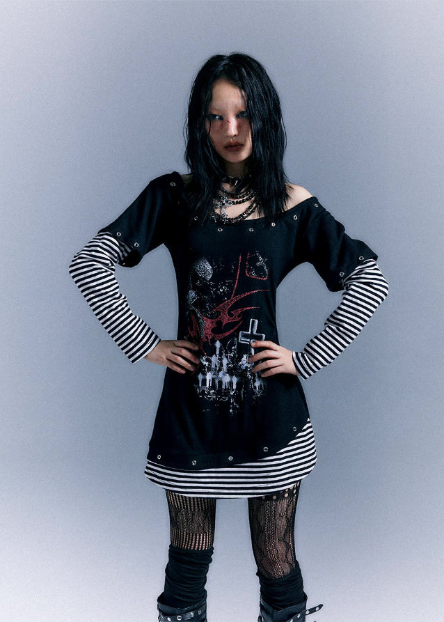Long Sleeve Printed Slim Fit T-shirt Dress - Image 15