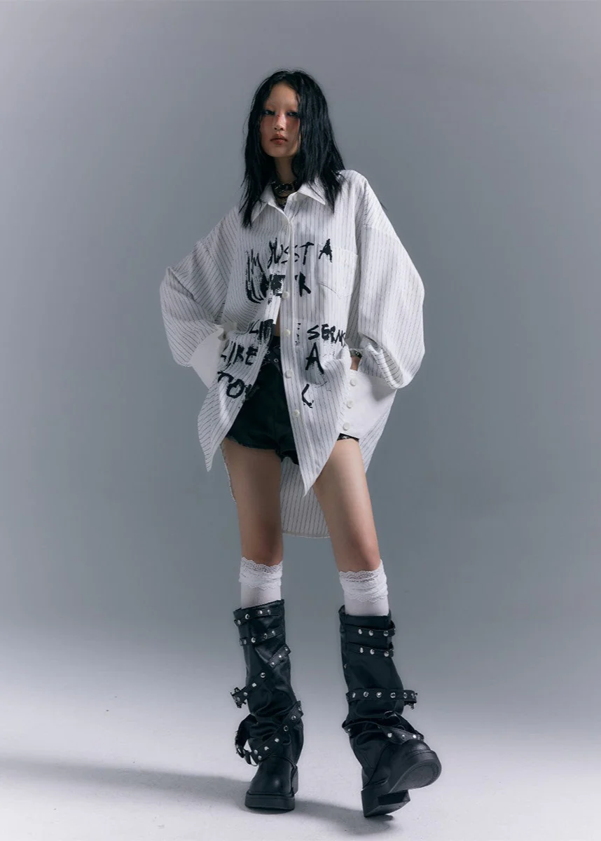 Printed Long Sleeve Shirt Loose - Image 3