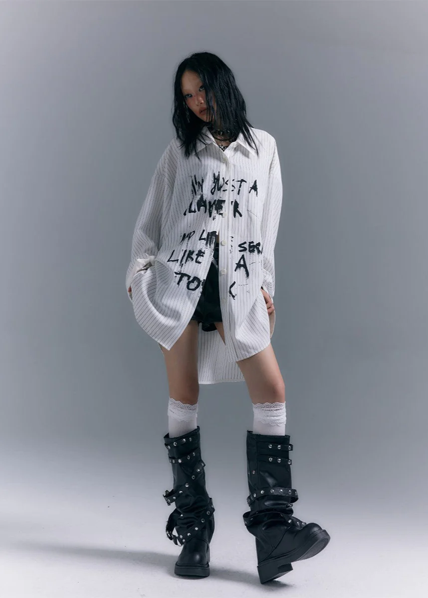 Printed Long Sleeve Shirt Loose - Image 4
