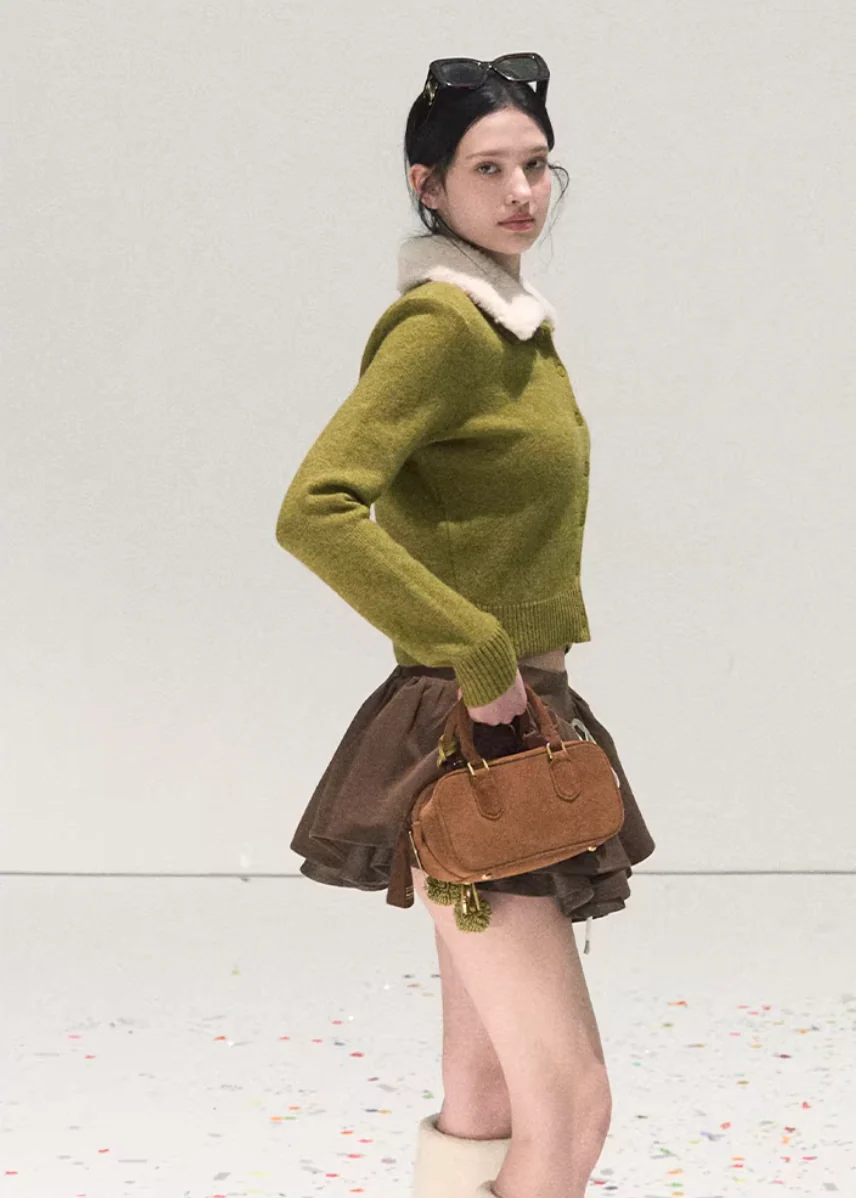 Fur-Collar Knit Cardigan - Image 4