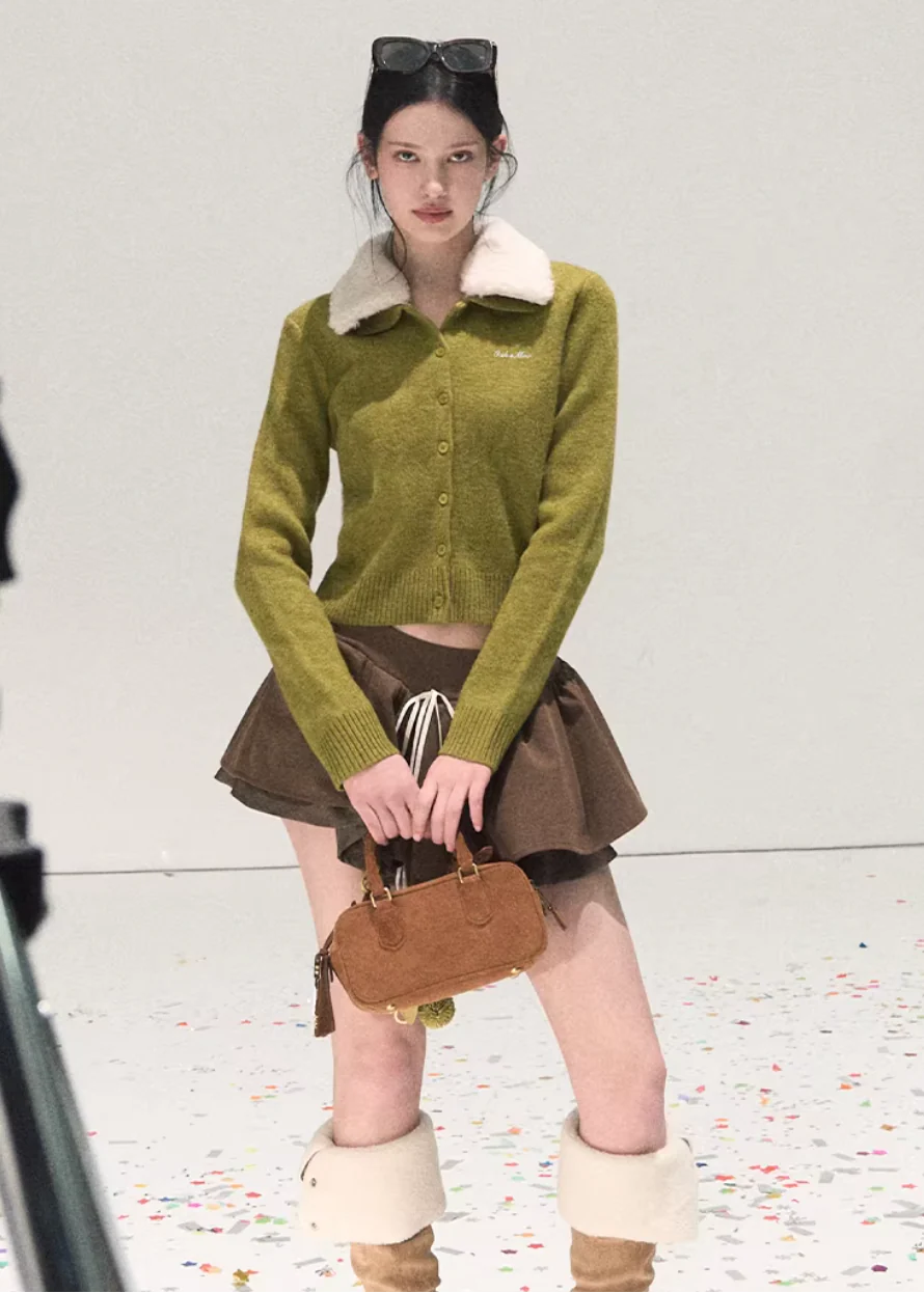 Fur-Collar Knit Cardigan - Image 7