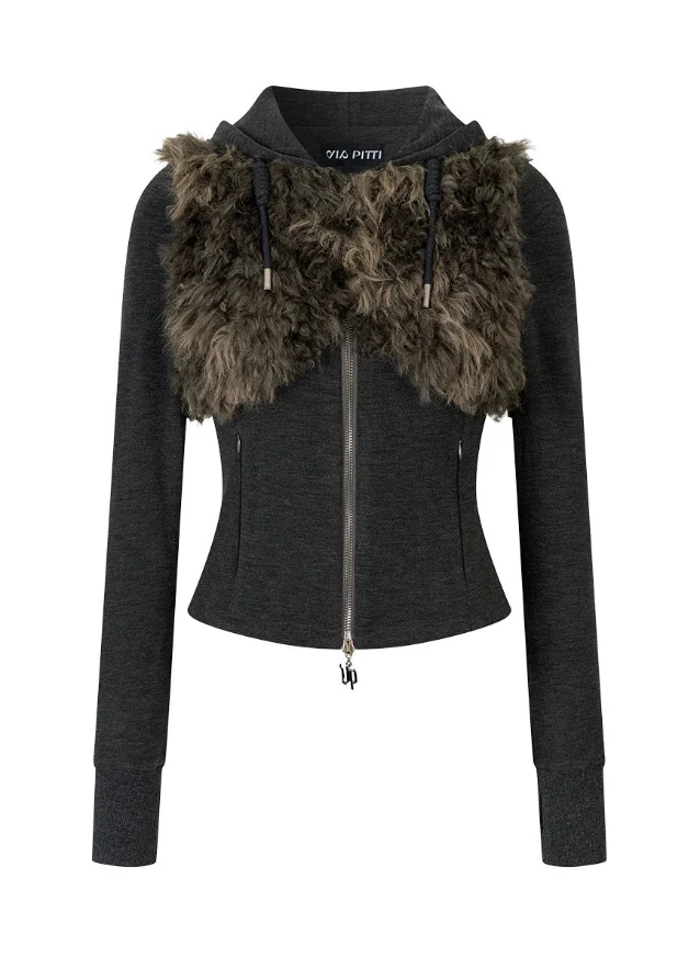 Fur Crest Zip Hoodie Jacket Set-Up - Image 8