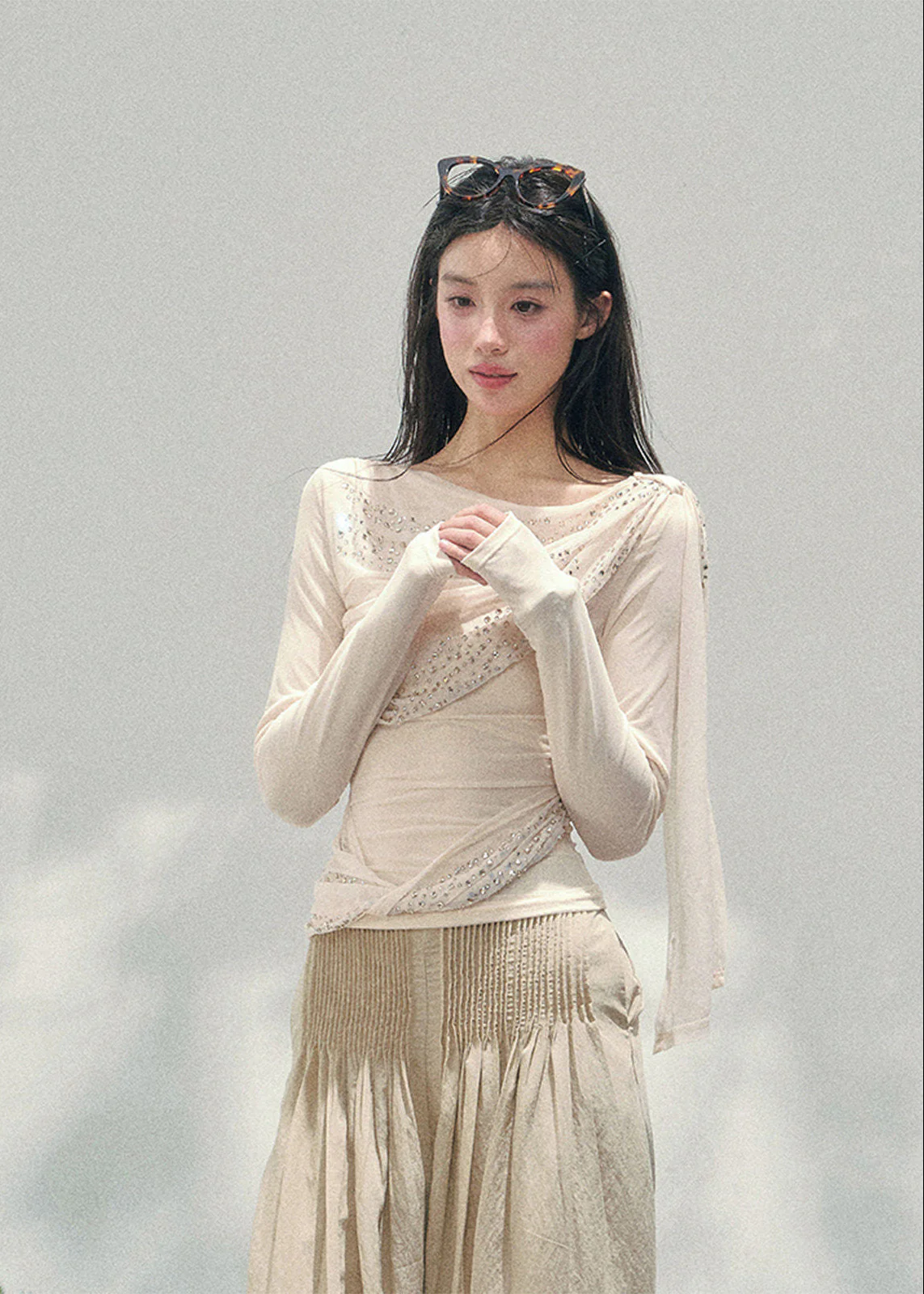 Givre Fleur Draped Knit Set