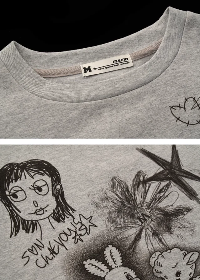 Graffiti Printed Round Neck Short Sleeve - Image 12