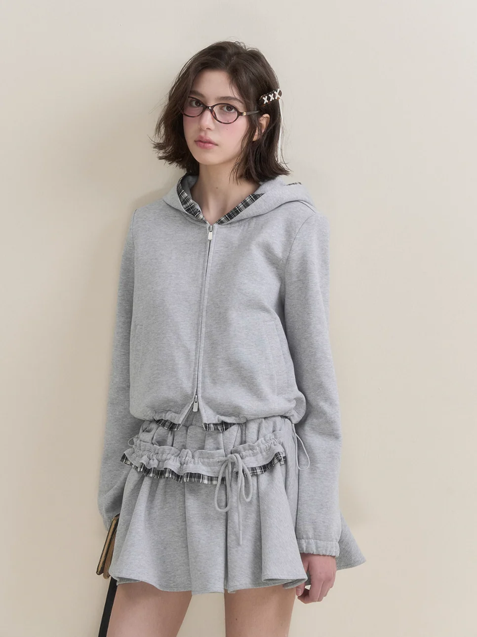 Chic Gray Sweater Jacket & Flowy Tutu Skirt Ensemble