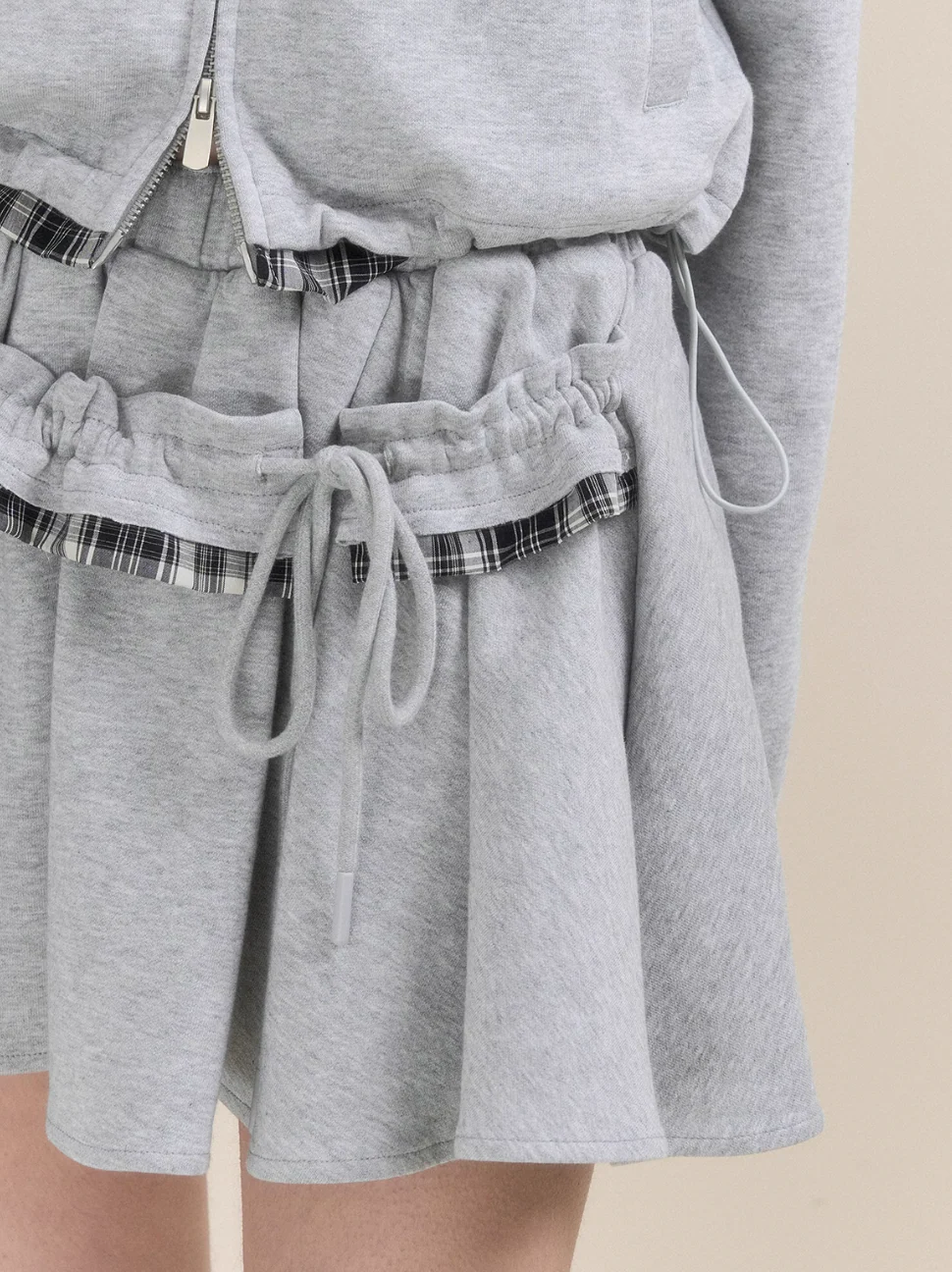 Chic Gray Sweater Jacket & Flowy Tutu Skirt Ensemble - Image 6
