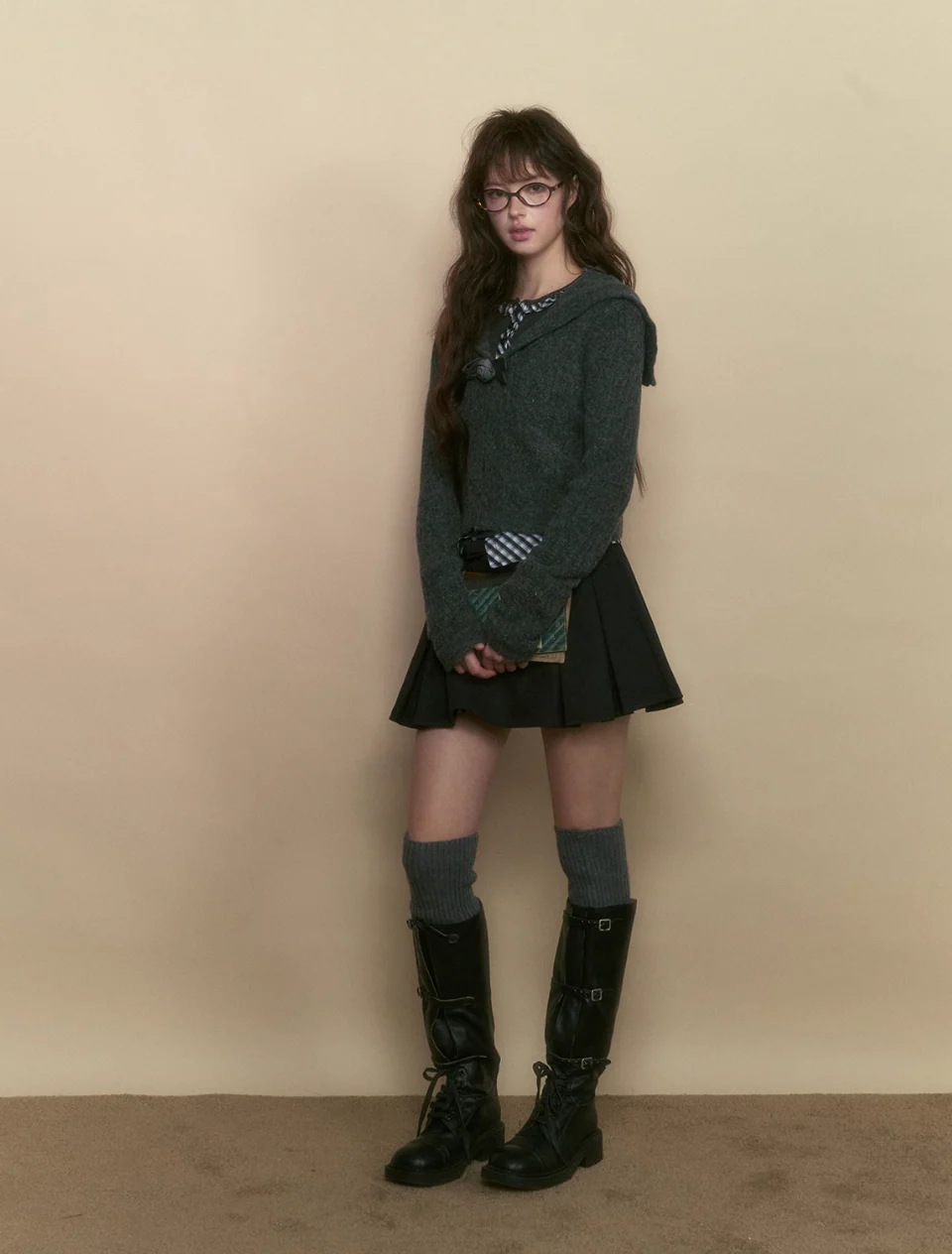 Good Girl Navy Collar Knit Cardigan - Image 3