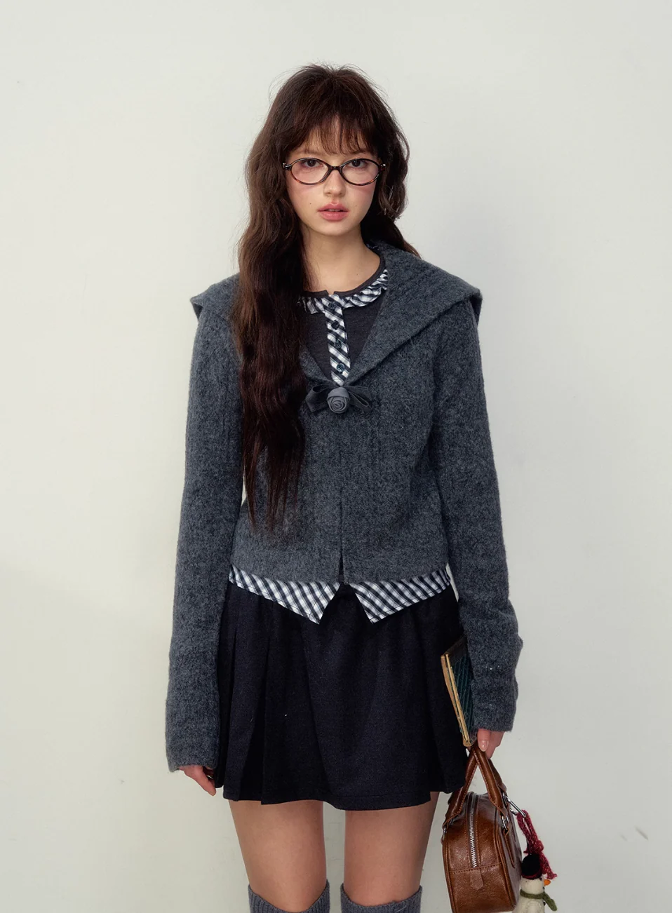 Good Girl Navy Collar Knit Cardigan - Image 4