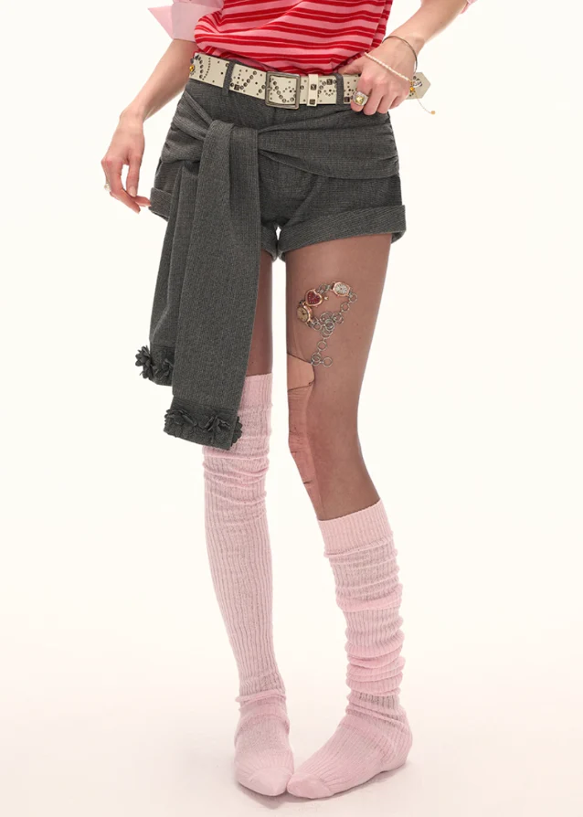 Gray Strap Shorts - Image 3