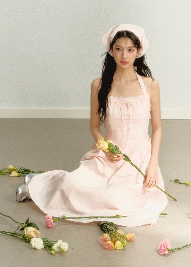Halter neck waist suspender dress - Image 3