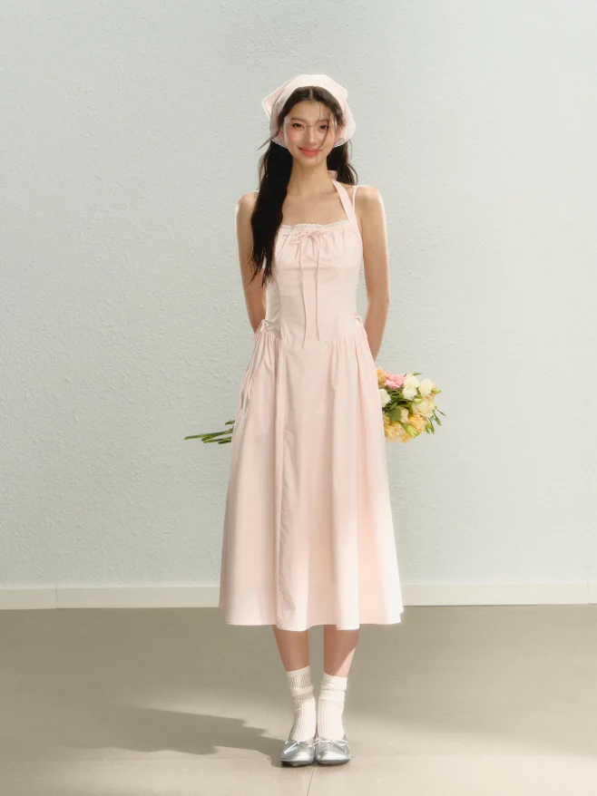 Halter neck waist suspender dress - Image 4