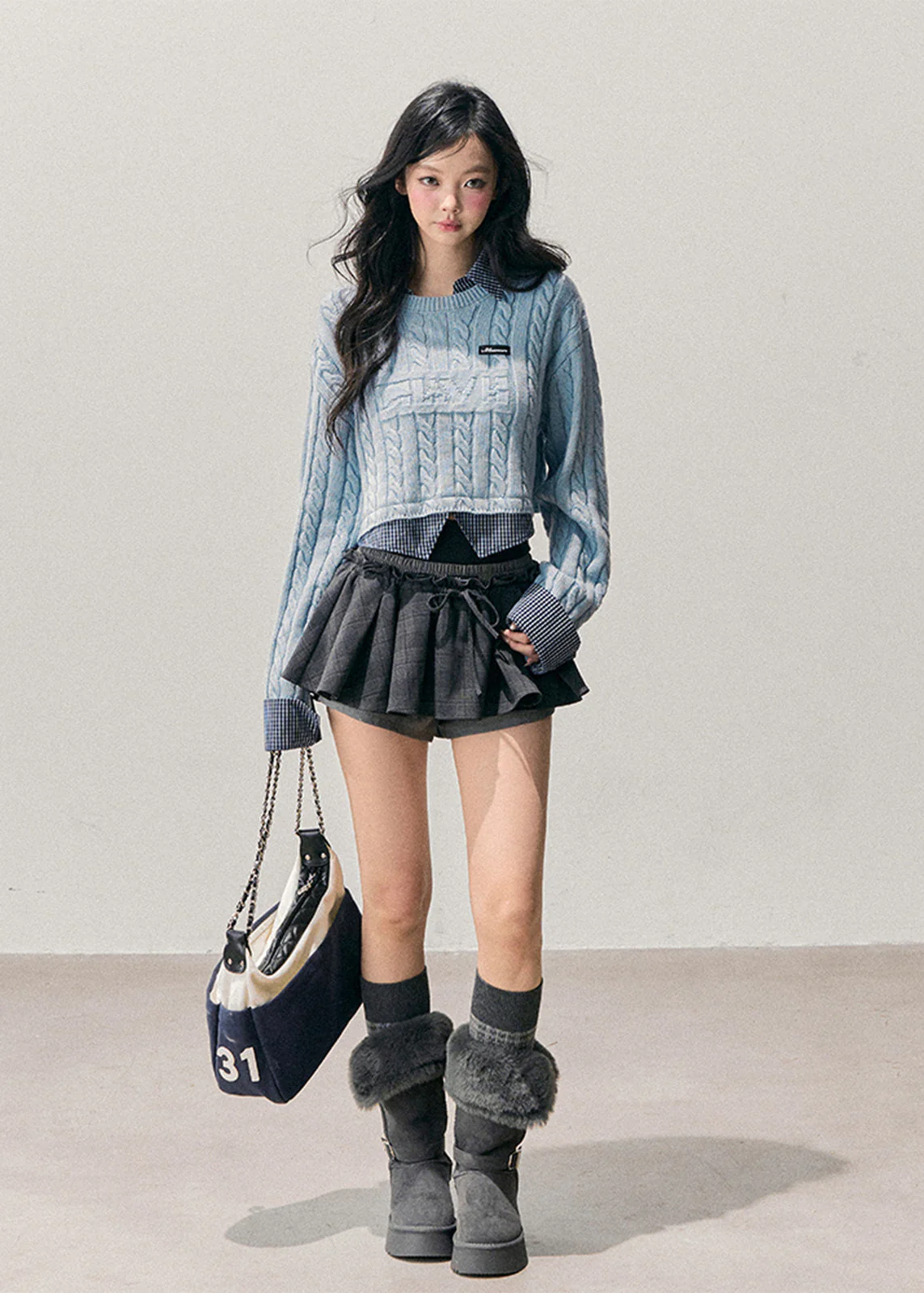 Hanging Blue Layered Knit Top - Image 2