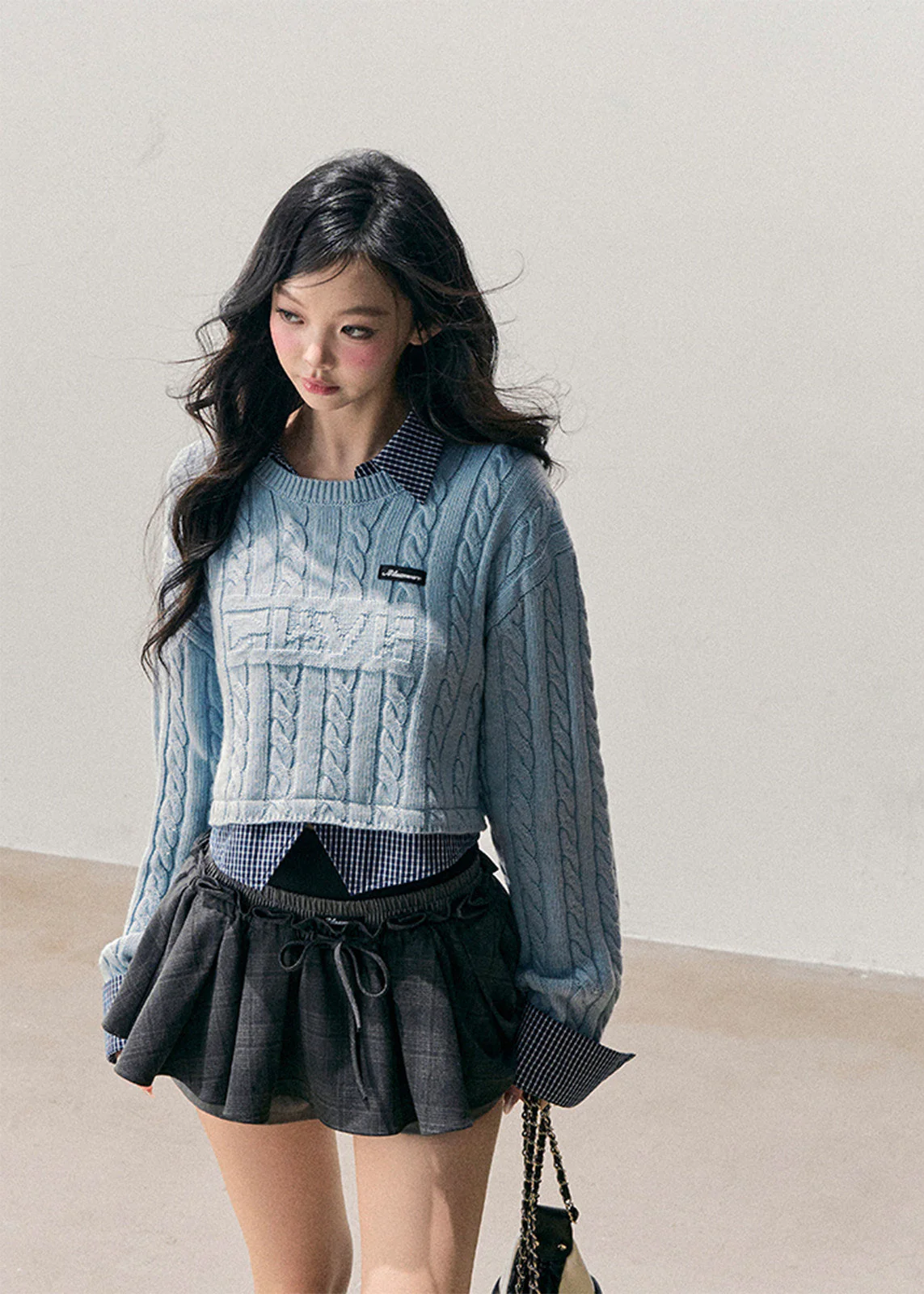 Hanging Blue Layered Knit Top - Image 3