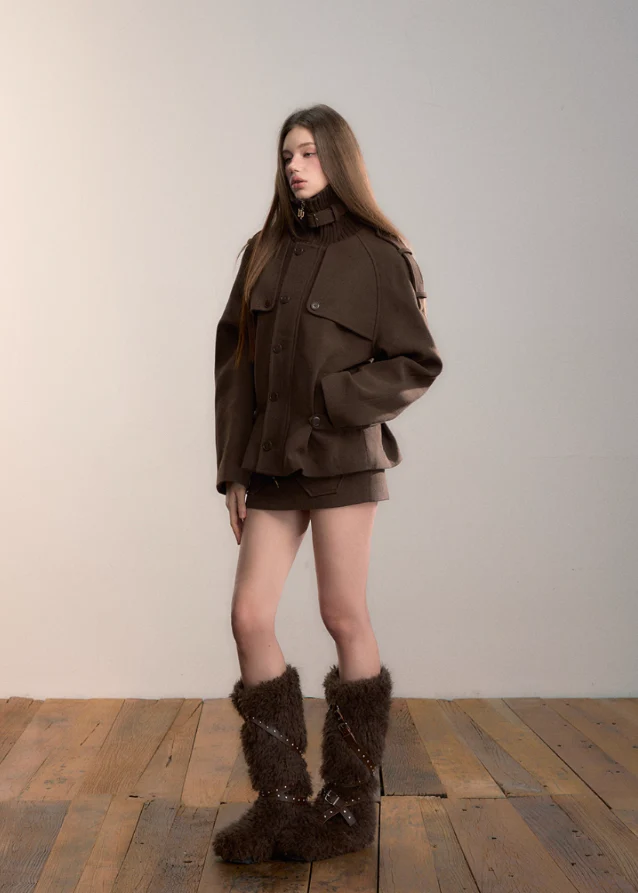 Heavy Industry High-Neck Wool Cargo Jacket - Image 3
