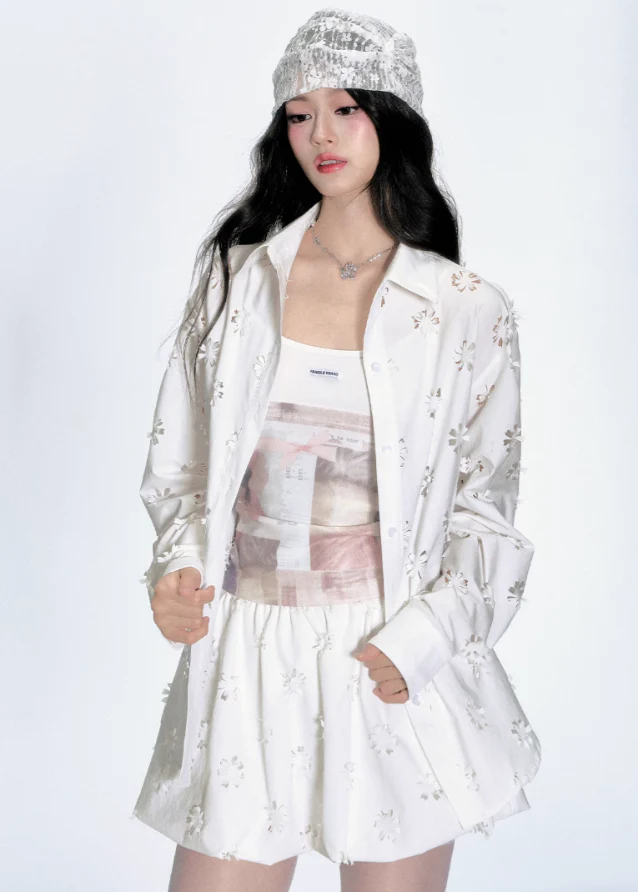 Sheer Cutout 3-Piece Skirt Set - Image 2