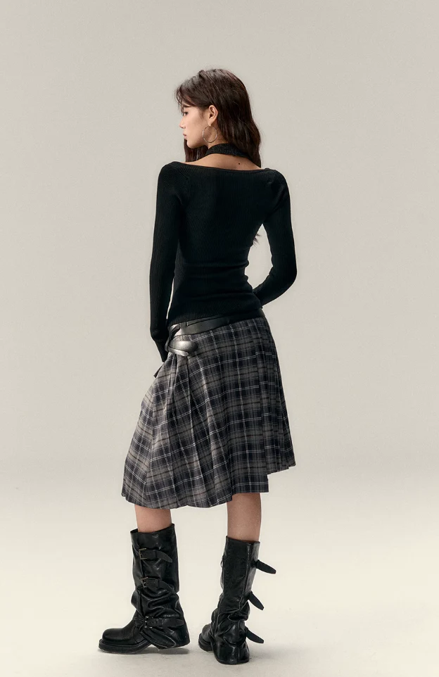 Irregular plaid skirt women's spring - Image 7