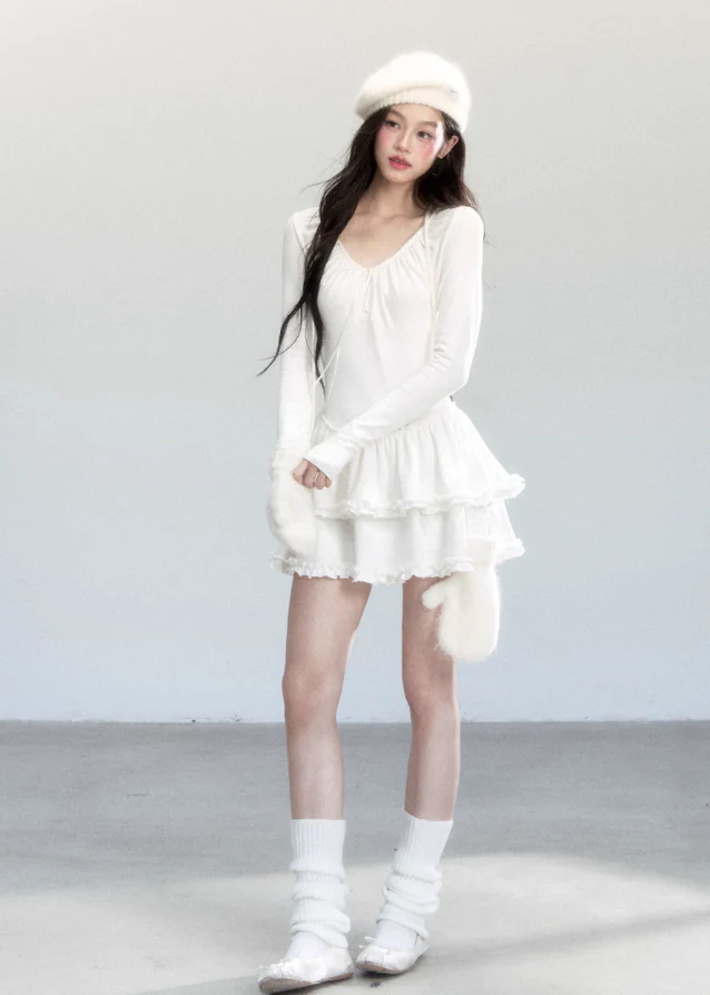 Ivory Ballet Knit Dress - Image 6