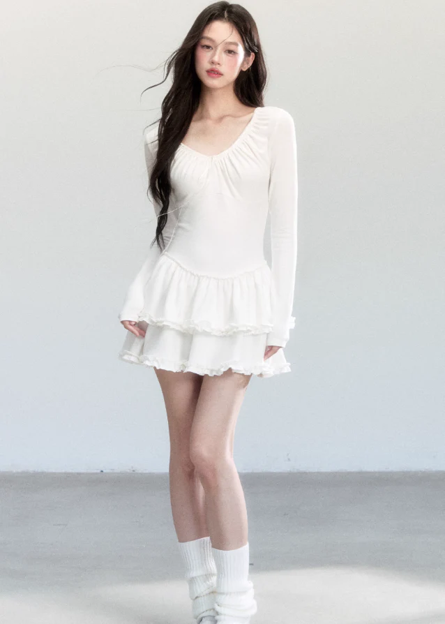 Ivory Ballet Knit Dress - Image 8