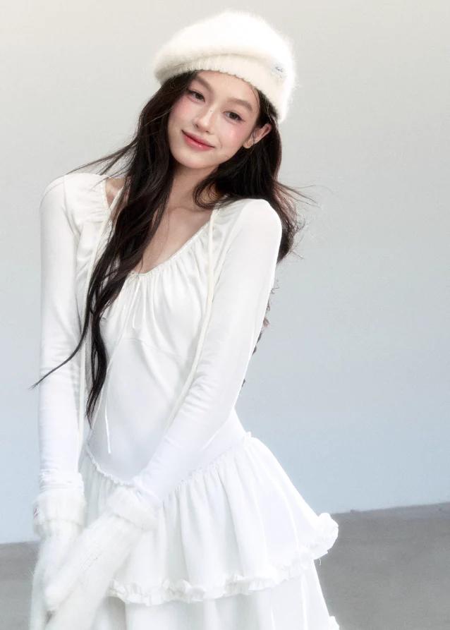 Ivory Ballet Knit Dress - Image 9