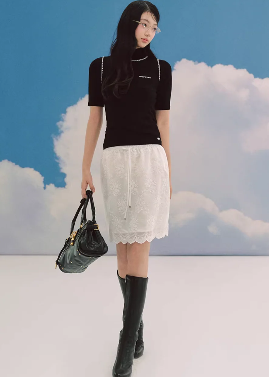 Ivory Fleur Lace Midi Skirt