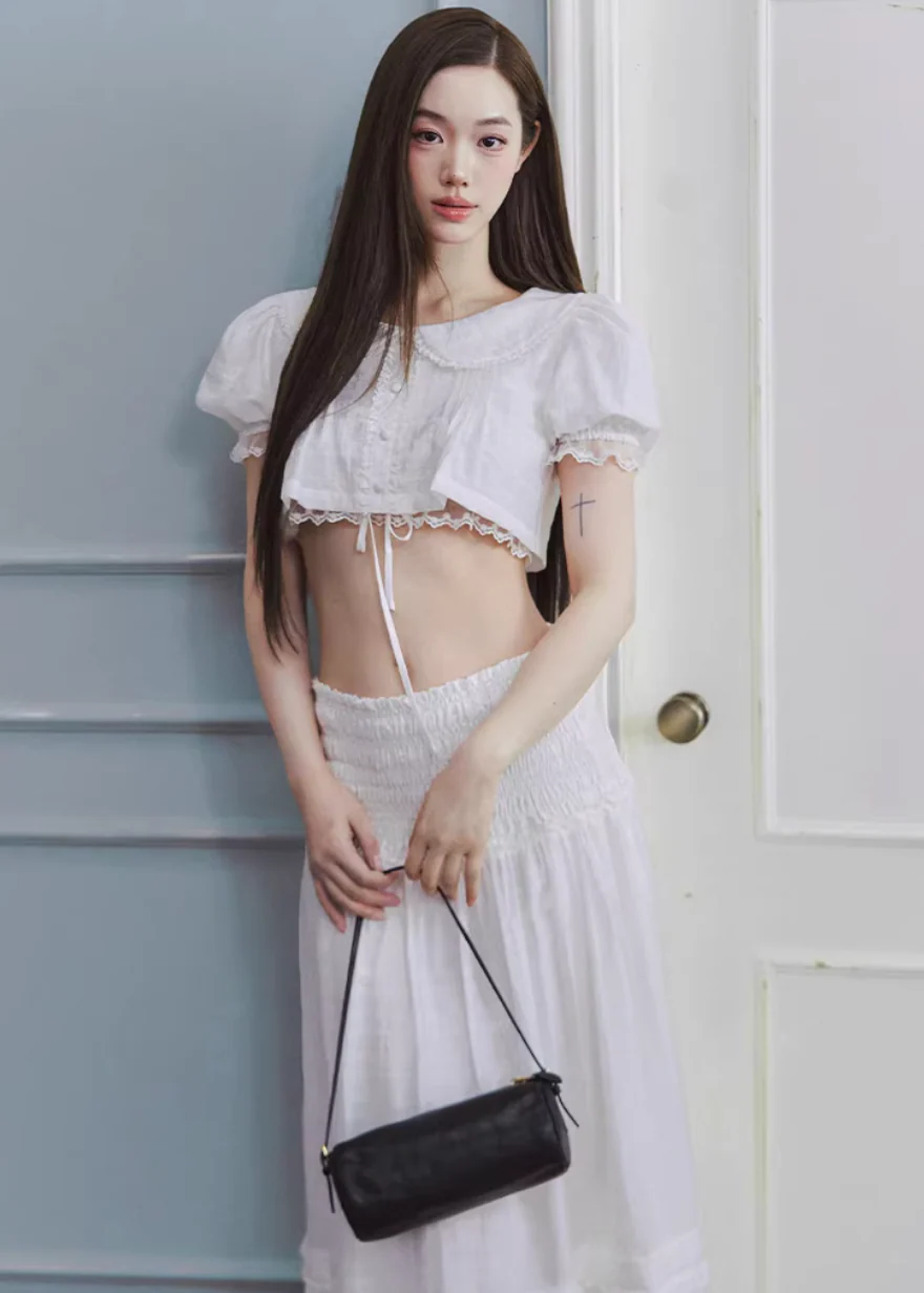 Ivory Flow Pleated Maxi Skirt - Image 2