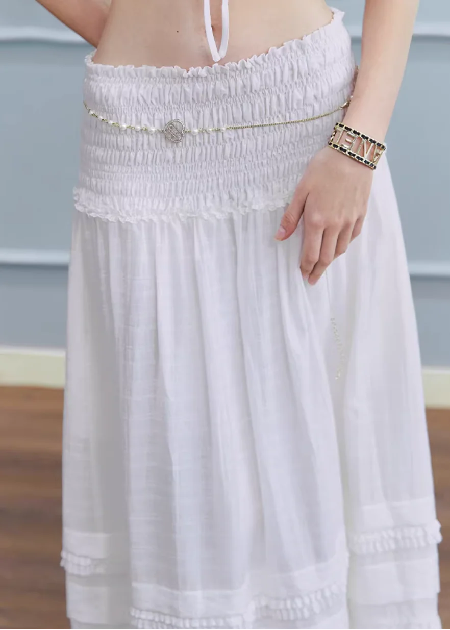 Ivory Flow Pleated Maxi Skirt - Image 7
