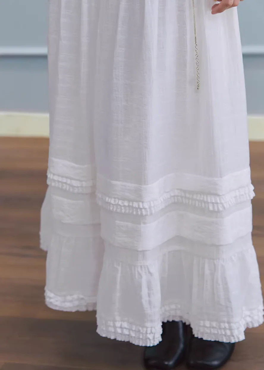 Ivory Flow Pleated Maxi Skirt - Image 8