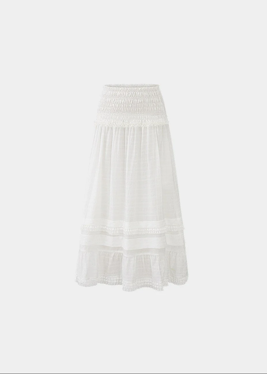 Ivory Flow Pleated Maxi Skirt - Image 9