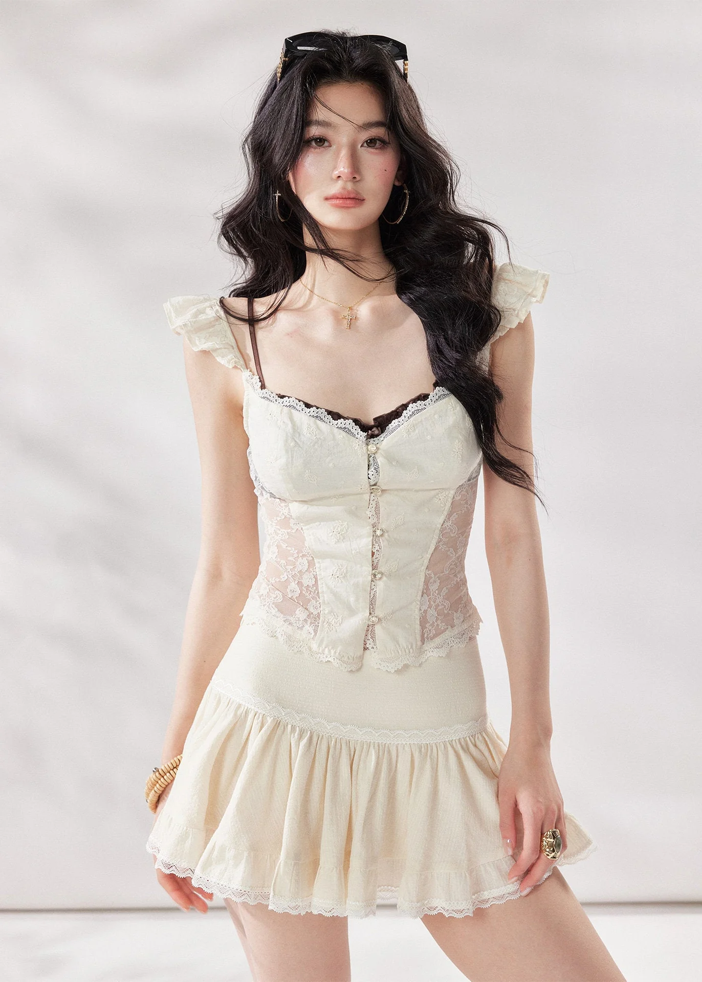 Ivory Lace Fly Sleeve Top - Image 4