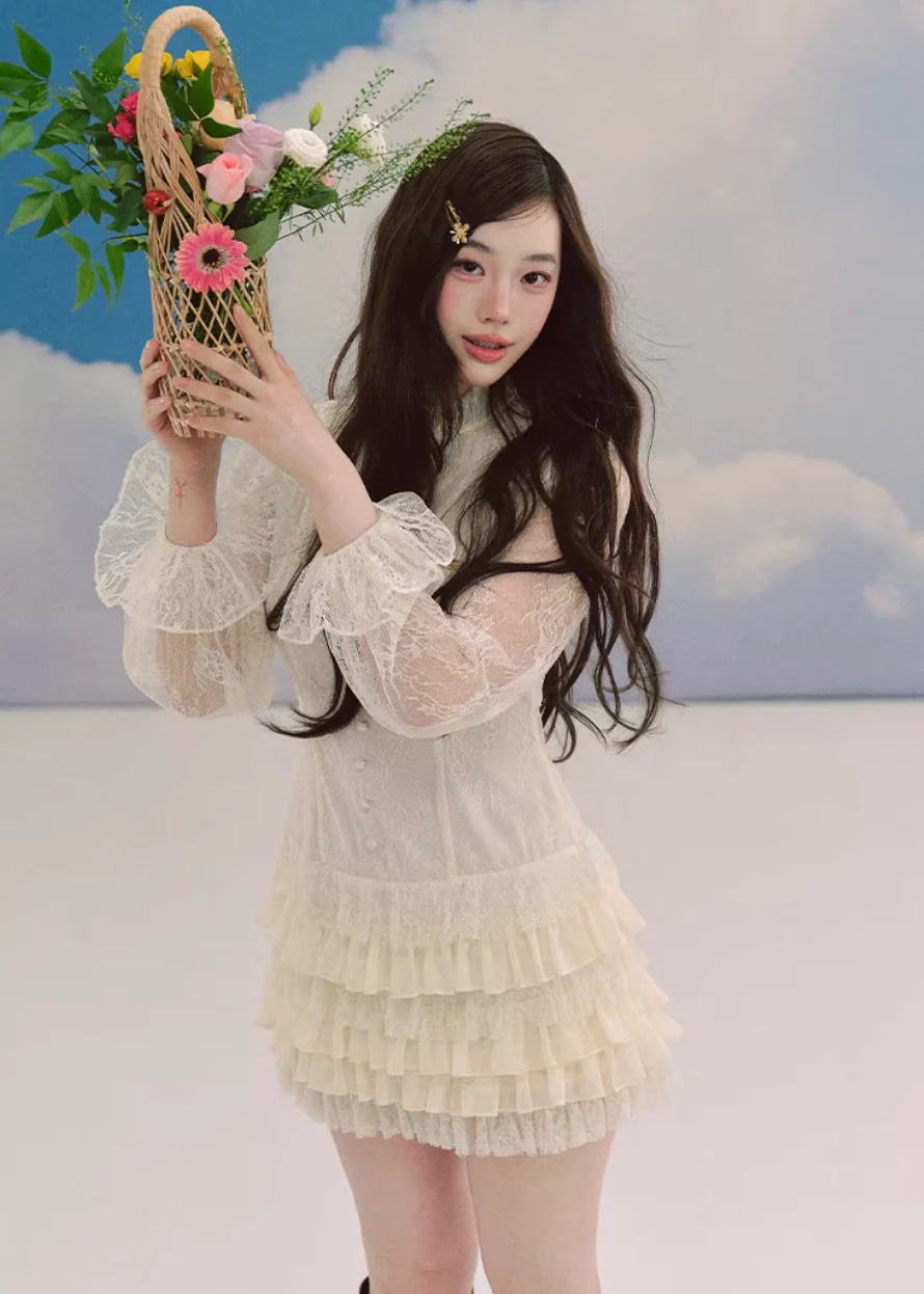Ivory Rose Lace Chiffon Dress - Image 6