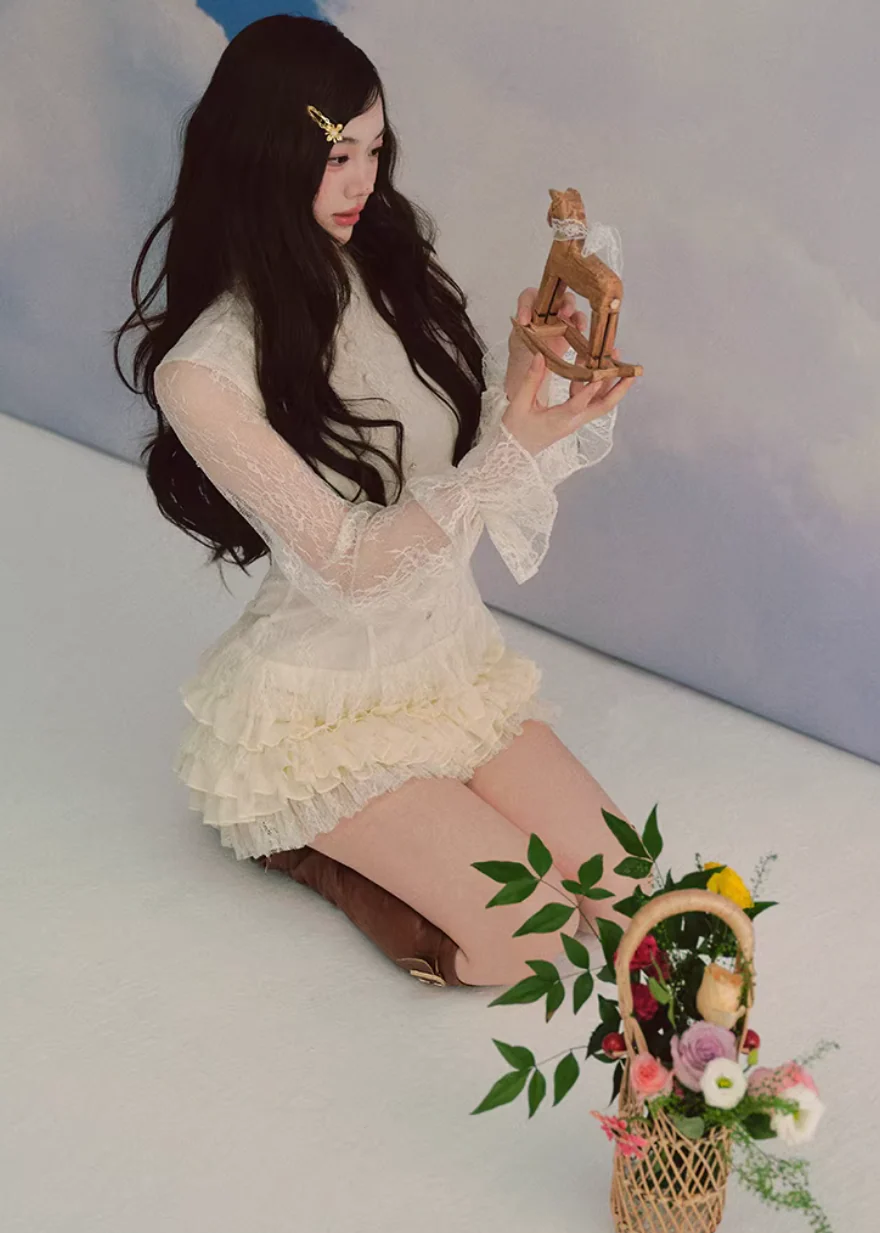 Ivory Rose Lace Chiffon Dress - Image 7