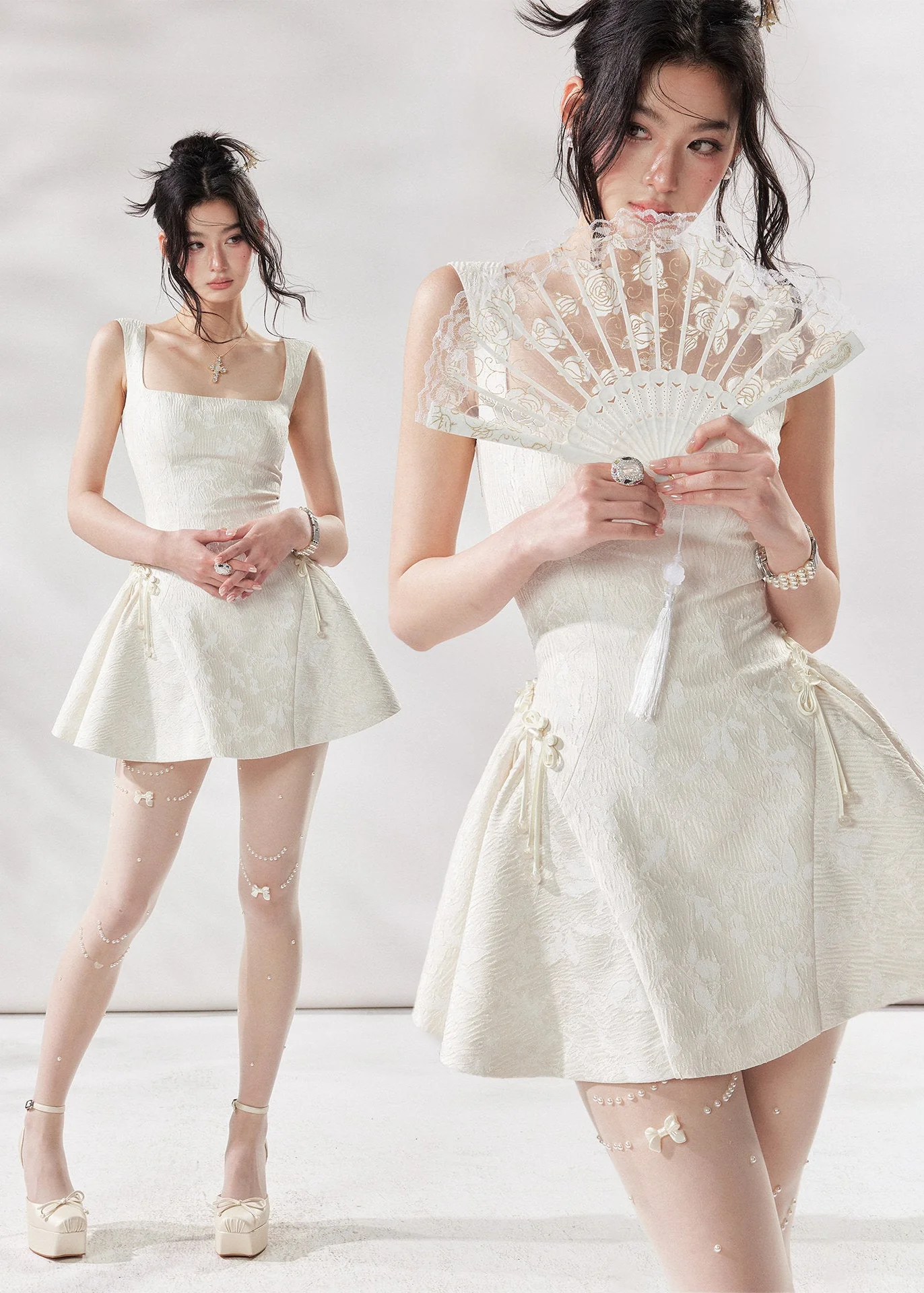 Ivory Square Neck A-Line Dress - Image 14