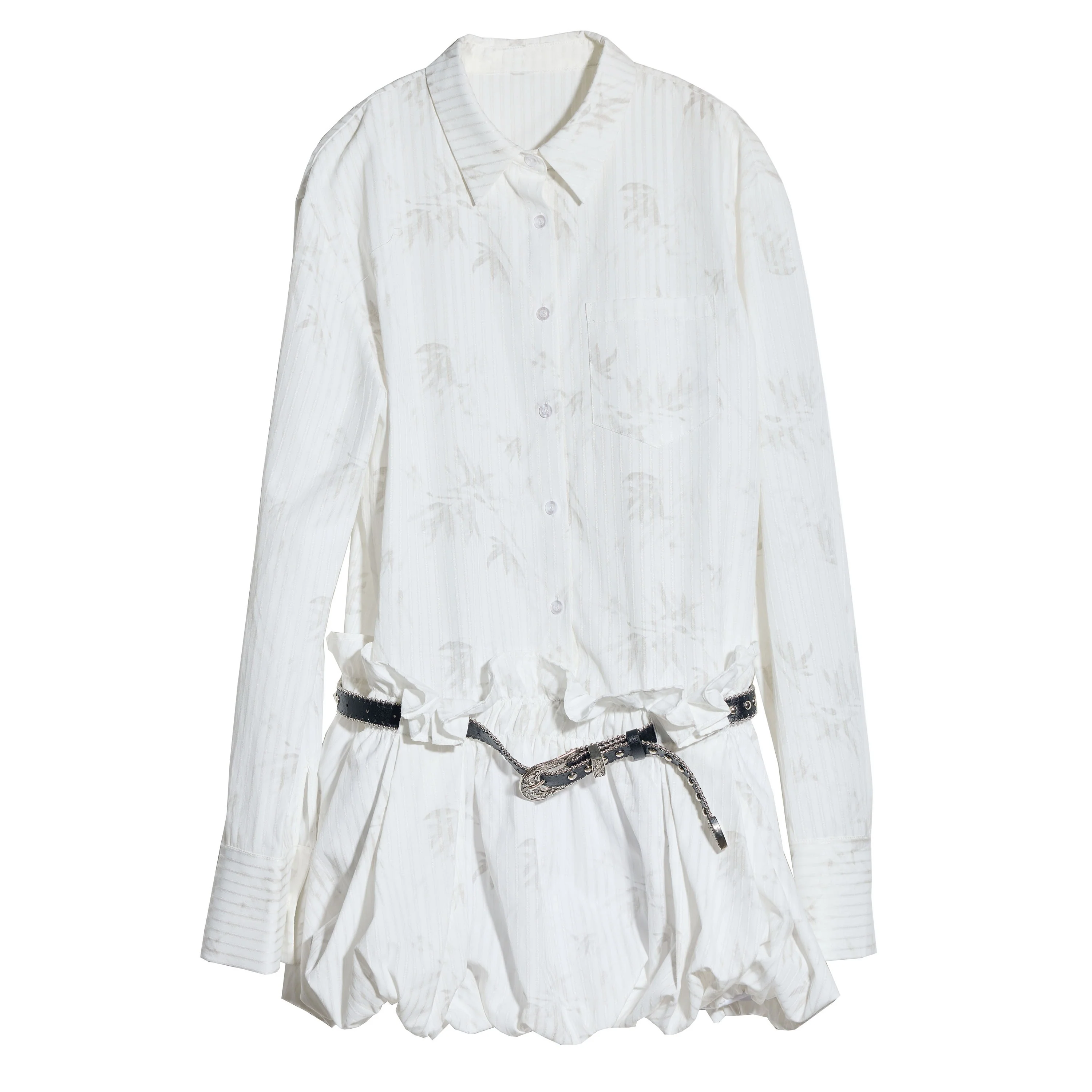 Modern Chinese Style Printed Shirt Dress - Image 3