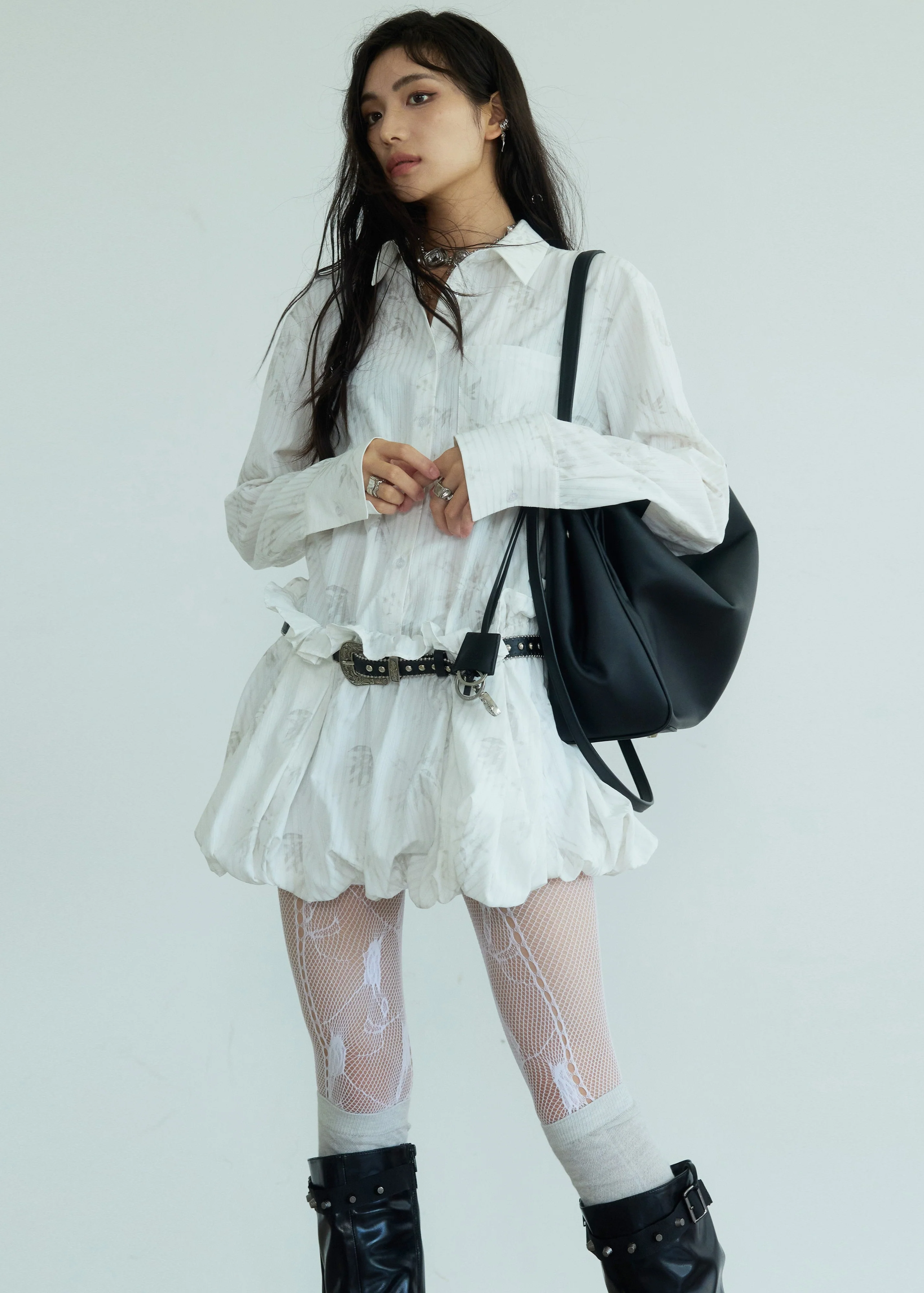 Modern Chinese Style Printed Shirt Dress - Image 4