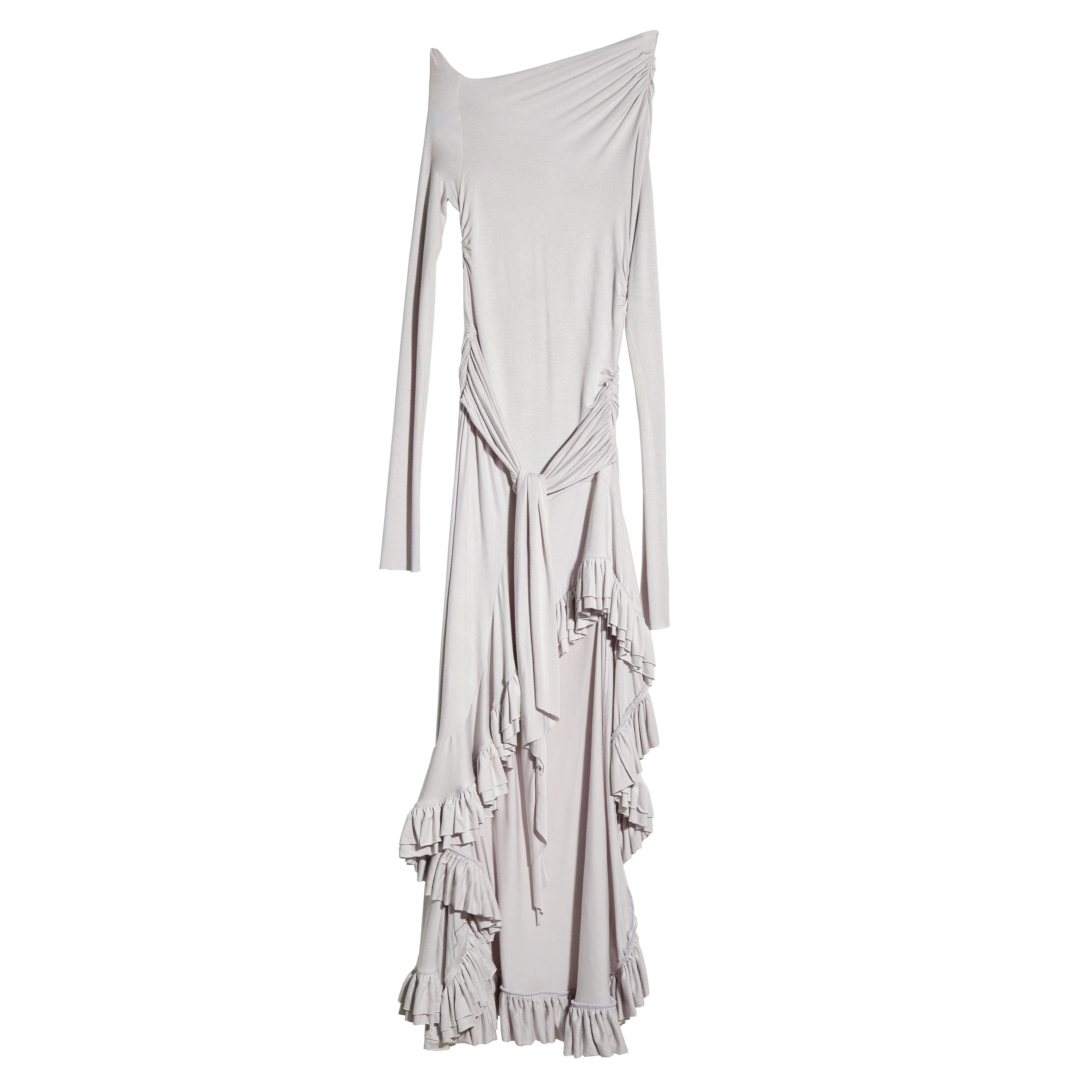 Royal Gray Off-Shoulder Lace Gown - Image 8