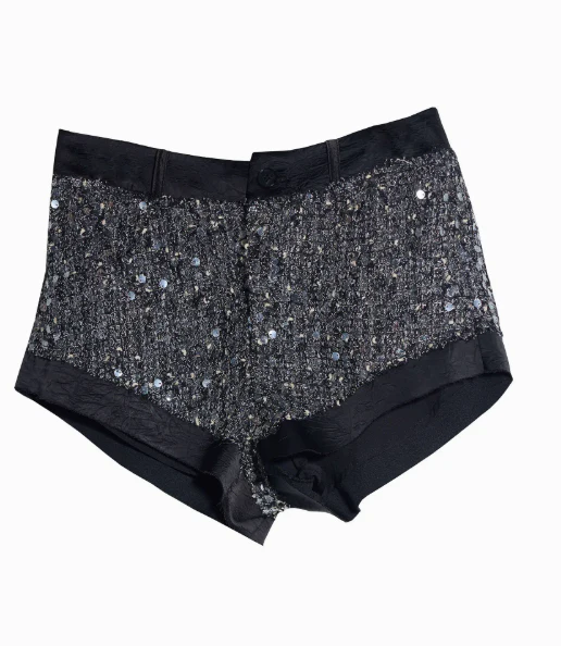 Dark Sequin Lace-Up Chanel-Inspired Suit - Image 7