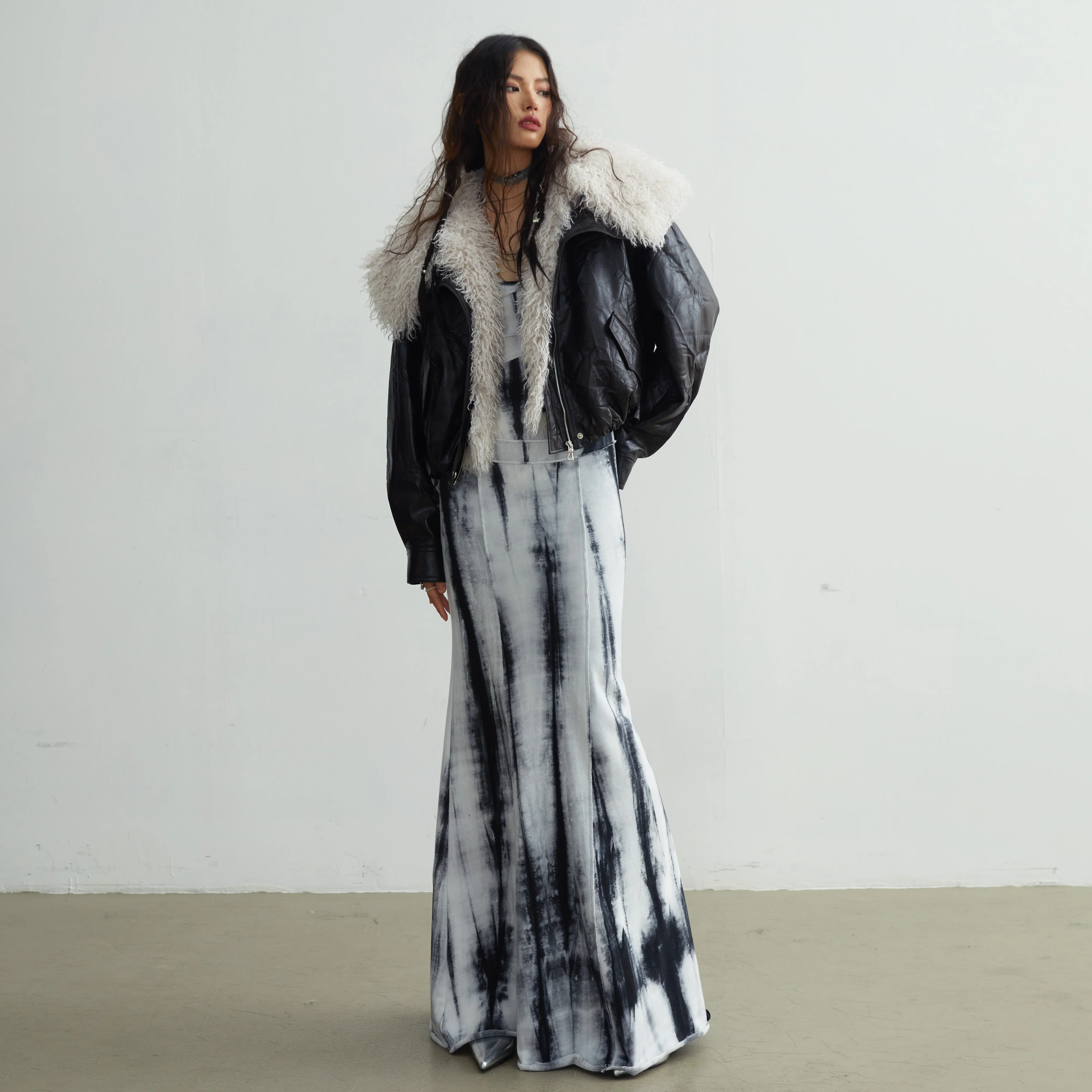 Siberian-Style Faux Leather Fur Collar Jacket - Image 3