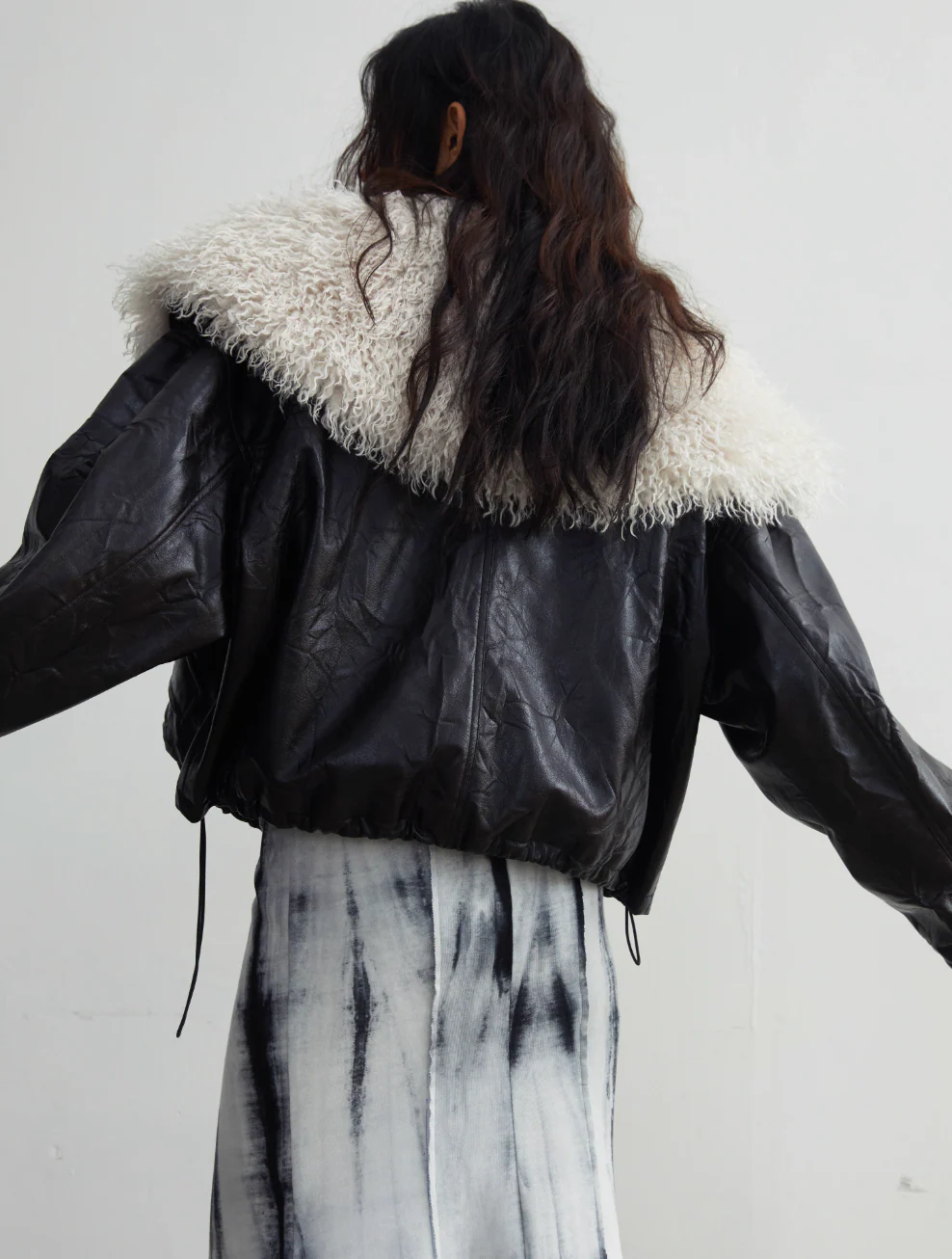 Siberian-Style Faux Leather Fur Collar Jacket - Image 6