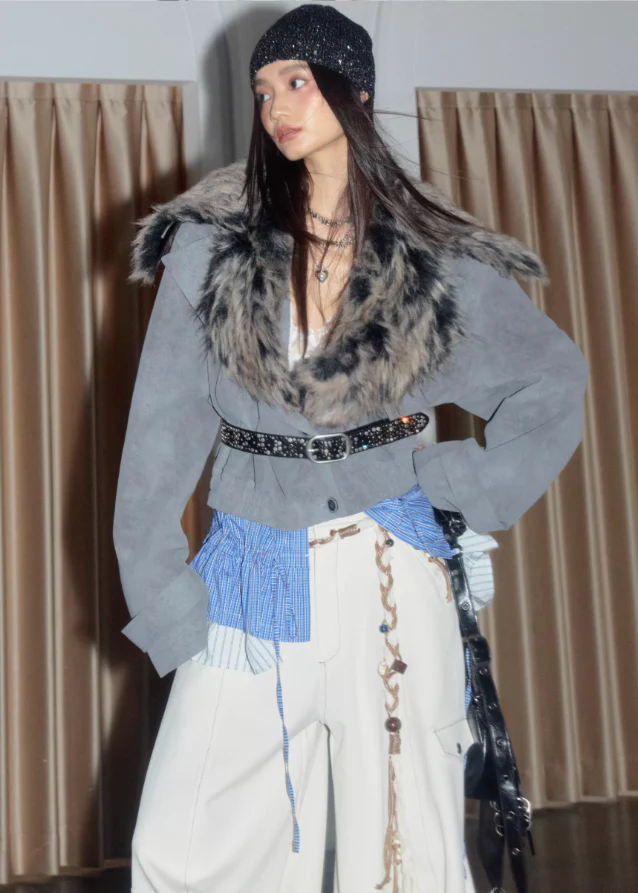 K-Street Detachable Hem Fur Jacket - Image 3