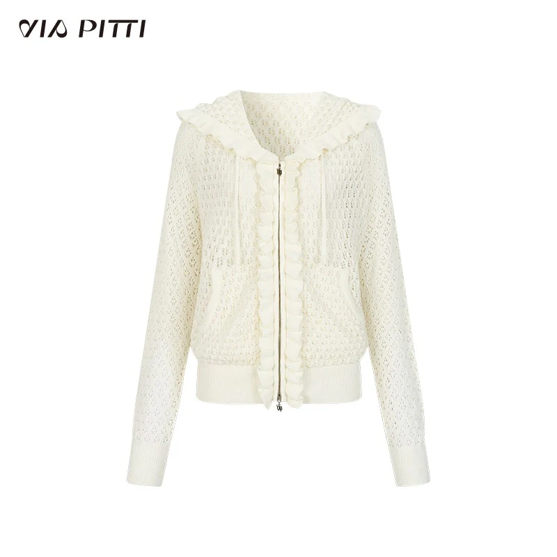 Lace Hollow Knit Jacket – Off-White - Image 4