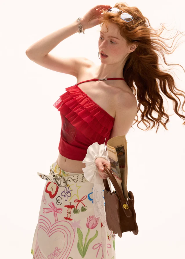 Lace layered strapless sleeveless top - Image 9