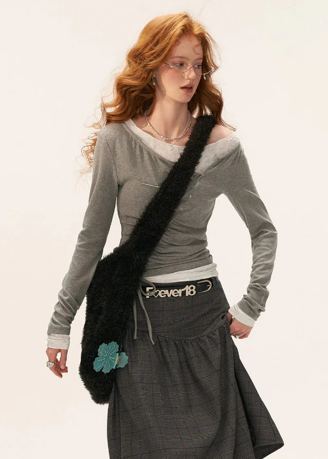 Lace One-Shoulder Tee