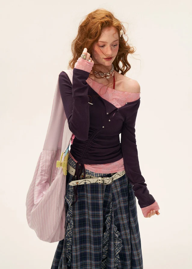 Lace One-Shoulder Tee - Image 2
