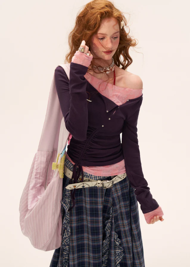 Lace One-Shoulder Tee - Image 9