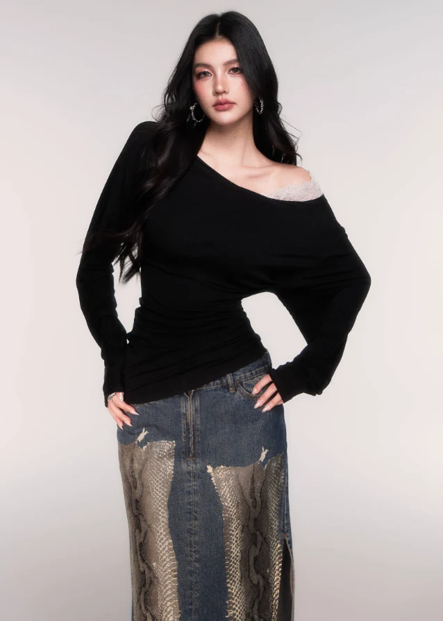 Lace Whisper Off-Shoulder Tencel Top - Image 2