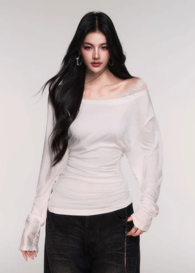 Lace Whisper Off-Shoulder Tencel Top - Image 5