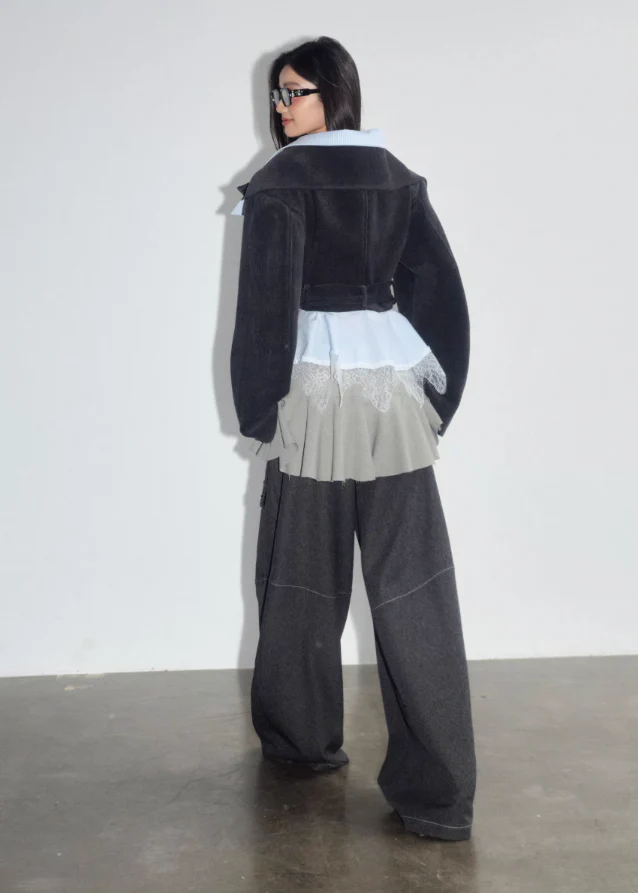 Layered Mist Lace-Trim Short Coat - Image 5