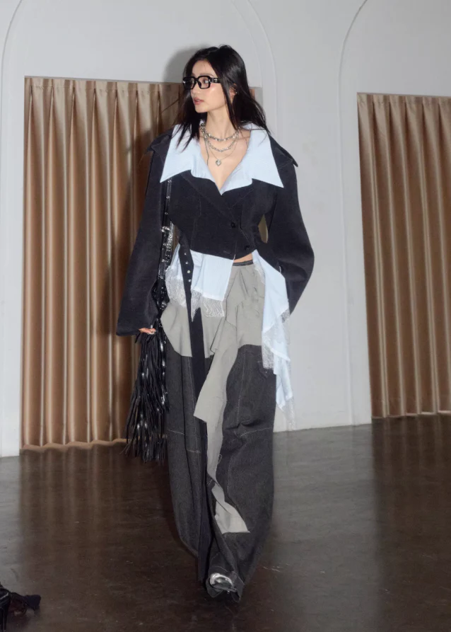 Layered Mist Lace-Trim Short Coat - Image 8