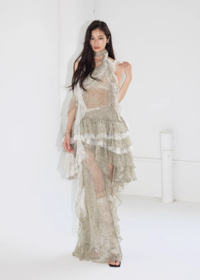 Leaf Embroidered Halter Tank & Skirt Set - Image 4